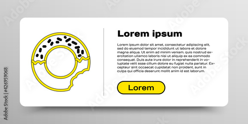 Line Donut with sweet glaze icon isolated on white background. Colorful outline concept. Vector