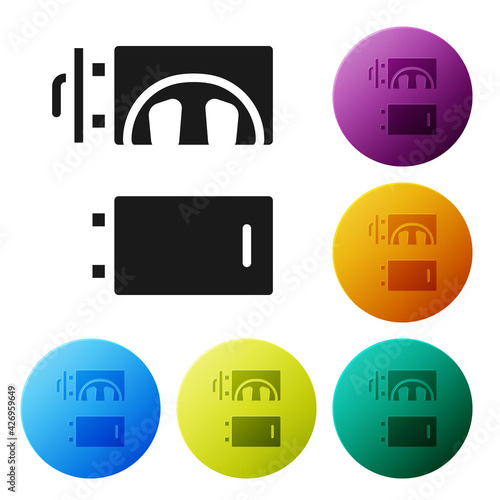 Black Crematorium icon isolated on white background. Set icons in color circle buttons. Vector