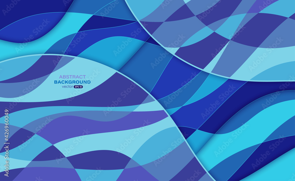 Wavy colorful abstract background with curve line. Trendy wave composition. Applicable for flyer, poster, cover design. Vector illustration Wavy colorful abstract background with curve line. Trendy wave composition. Applicable for flyer, poster, cover design. Vector illustration
