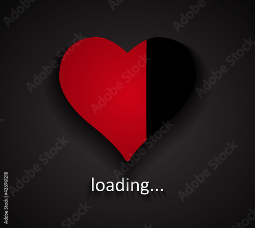 Loading love illustrated with a red heart symbol