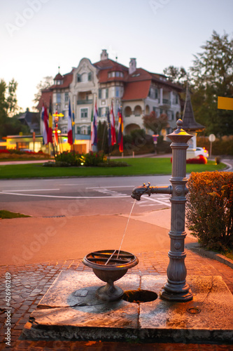 City water pump on a street in Velden am Worter See.Austria photo