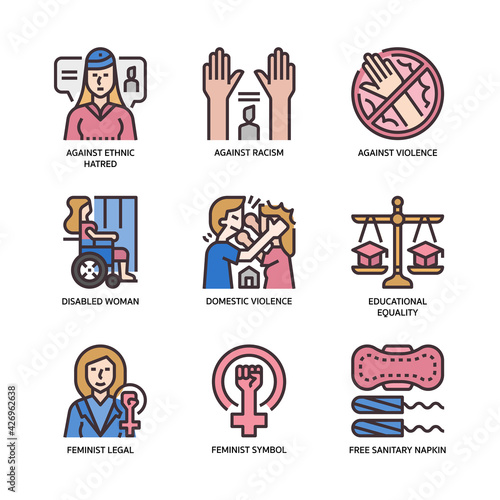 Feminist icons set