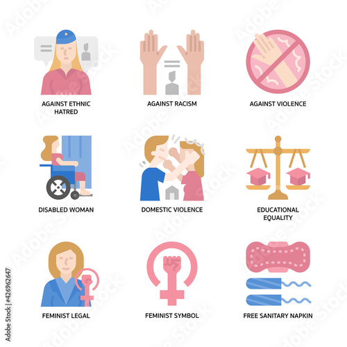 Feminist icons set