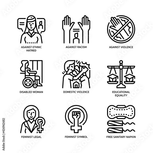 Feminist icons set