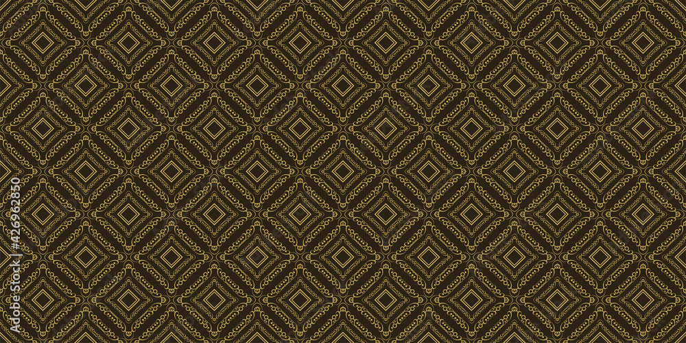 Ornate background pattern with gold ornaments on a black background. Great for postcards, covers, wallpapers. Seamless pattern, texture for your Ornate background pattern with gold ornaments on a black background. Great for postcards, covers, wallpapers. Seamless pattern, texture for your