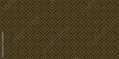 Ornate background pattern with gold ornaments on a black background. Great for postcards, covers, wallpapers. Seamless pattern, texture for your