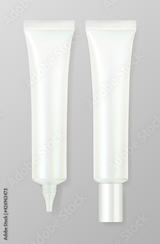 Plastic cosmetic tube mockup isolated. Vector illustration