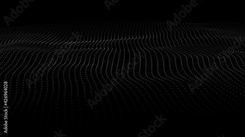 Abstract digital wave of particles. Network connection structure. Futuristic point wave. Large amount of data. Abstract background. Vector