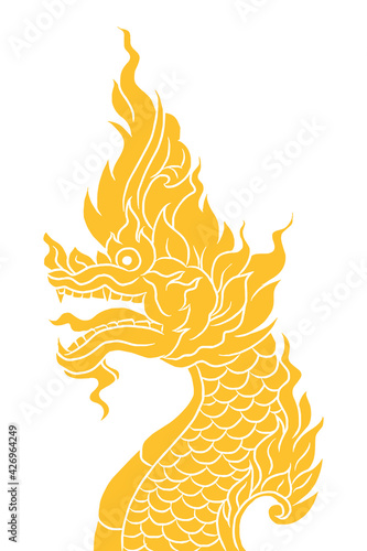 Thai Dragon or King of Naga. Thai art graphic vector.