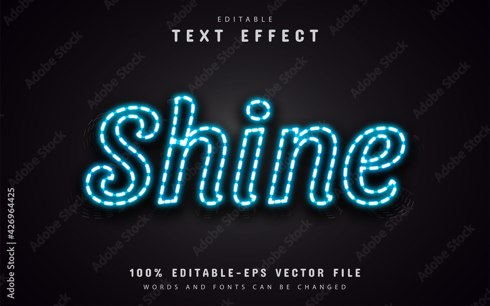 Blue shine neon text effect