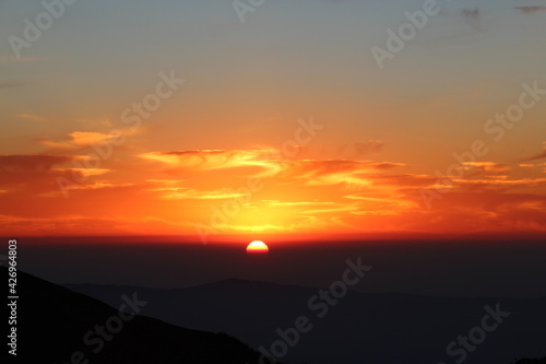 Dawn  Sunrise as seen from top of a Himalayan mountain