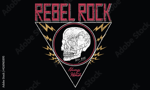 Rebel rock vintage vector design for t-shirt. Rooking logo design. Rock thunders vector design for fashion and others. 