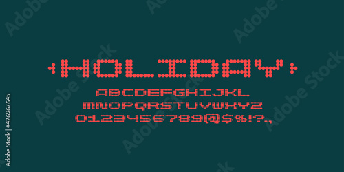 Alphabet font. Capital letters of the Latin alphabet. A dot font consisting of round particles.