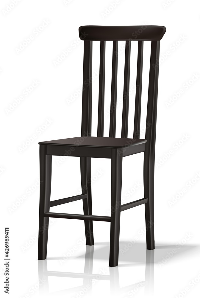 Vector 3d realistic wooden chair. Isolated on white background. Vector 3d realistic wooden chair. Isolated on white background.