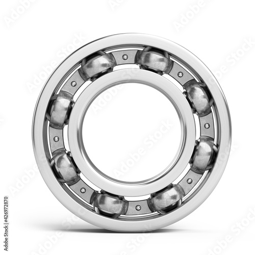 Front view of Ball Bearings isolated on white background. 3d illustration photo