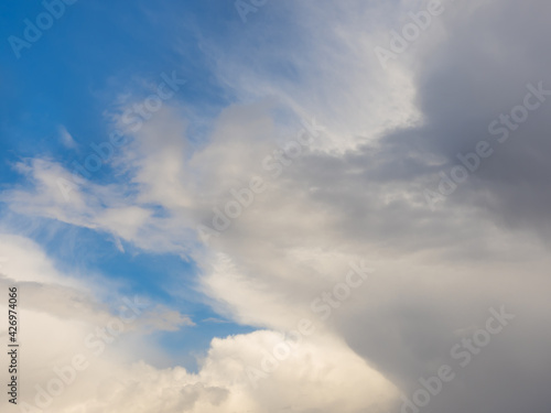 Sky sketch, light gray clouds in blue sky © Gabdulvachit
