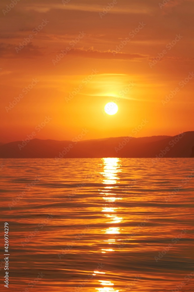 beautiful golden sunset on the beach