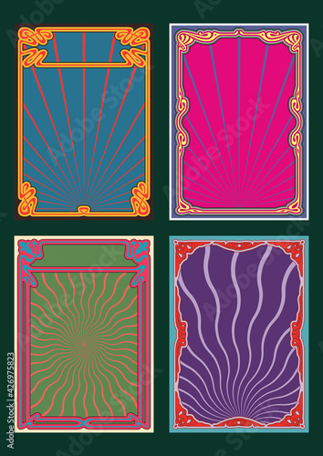 Psychedelic Color Art Nouveau Style Frame Set