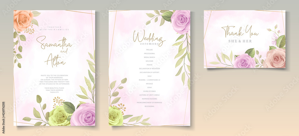 Soft floral wedding invitation template design