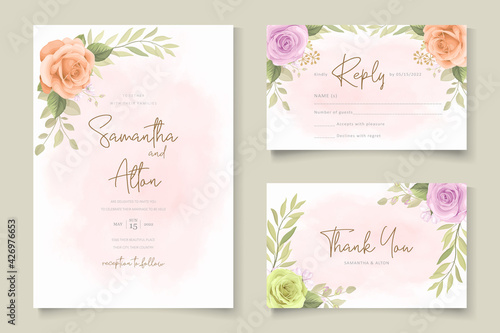 Soft floral wedding invitation template design