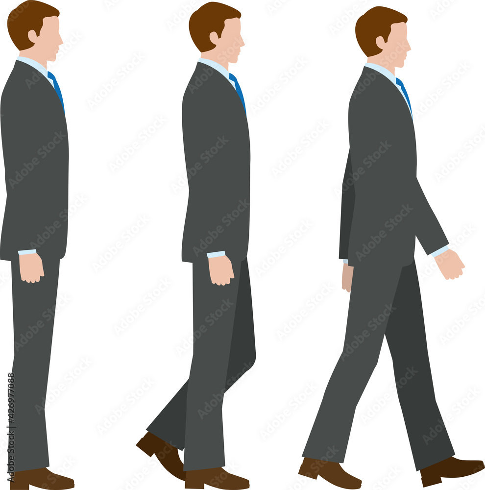 歩く横向きのビジネスマン ベクター素材 Stock Vector Adobe Stock