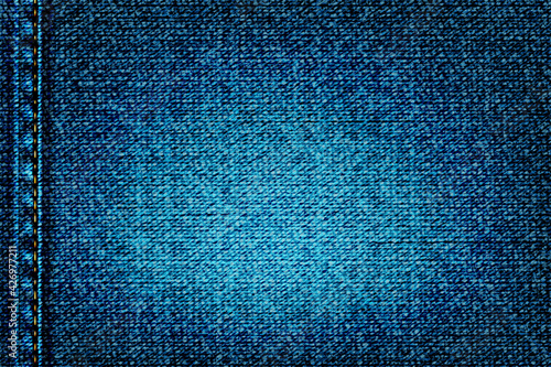 Denim rectangular background.Blue rough vector texture zwith threads.