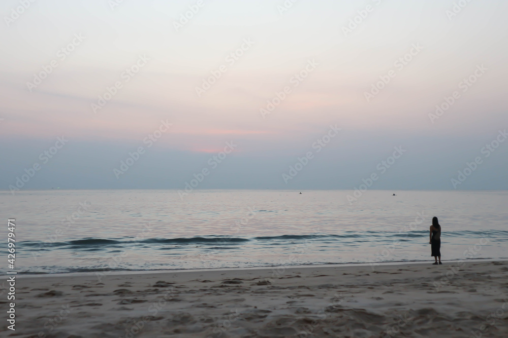 beach, sea and woman or beach background