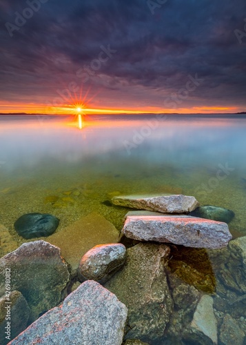 sunset over the river