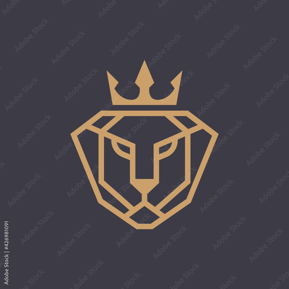 Lion head flat minimalist logo design Lion head flat minimalist logo design
