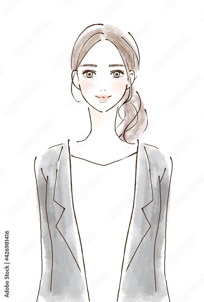スーツを着た女性の人物イラスト 正面 笑顔 Stock イラスト Adobe Stock スーツを着た女性の人物イラスト 正面 笑顔 Stock イラスト Adobe Stock