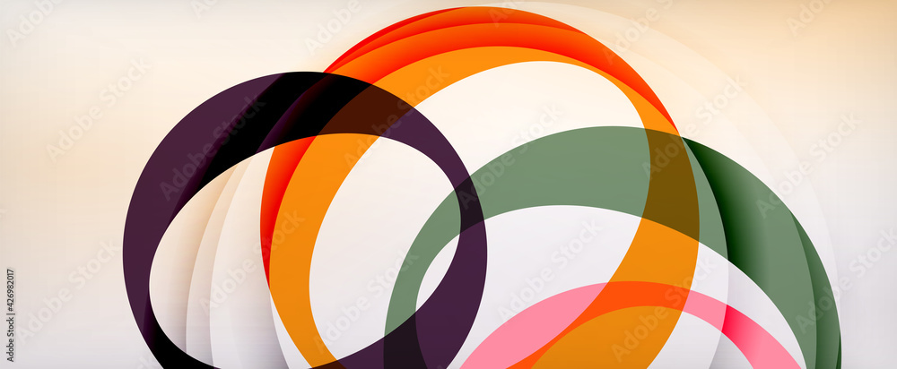 Fototapeta premium Ring geometric shapes, o letter repetition wallpaper. Abstract background for business or technology presentations, internet posters or web brochure covers