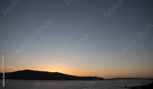 Beautiful sunset over Langebaan Lagoon and Mountains on Cape West Coast of South Africa.