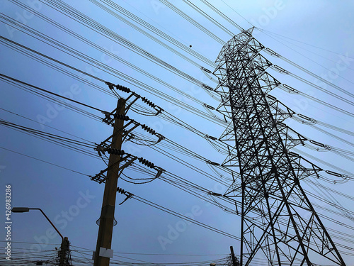 High voltage pole and small power pole