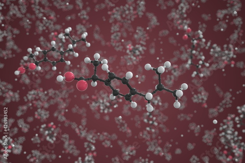 Generic ibuprofen molecule, scientific molecular model, 3d rendering