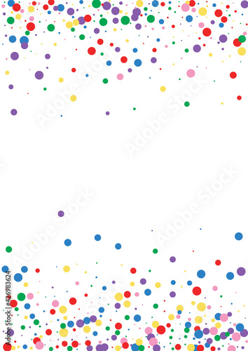 Yellow Round Side Texture. Dot Abstract Background. Multicolored Celebrate Confetti. Blue Explosion Circle Illustration.