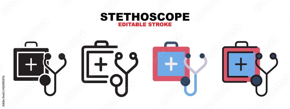 Stethoscope icon set with different styles. Icons designed in filled, outline, flat, glyph and line colored. Editable stroke and pixel perfect. Can be used for web, mobile, ui and more. Stethoscope icon set with different styles. Icons designed in filled, outline, flat, glyph and line colored. Editable stroke and pixel perfect. Can be used for web, mobile, ui and more.