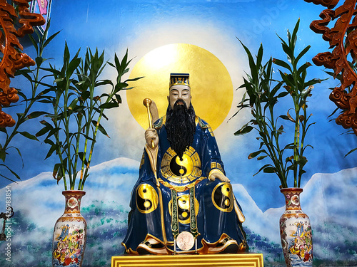 Statue of Chinese religious god in the Chinese shrine