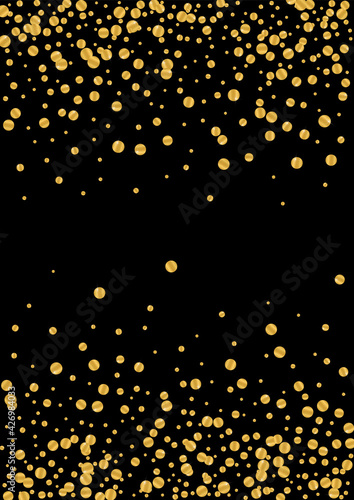 Gradient Anniversary Foil Design. Bright Dot Background. Golden Confetti Vibrant Frame. Birthday Circle Pattern. Gold Isolated Illustration.