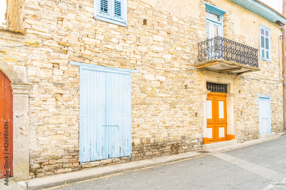 Naklejka premium November 2020. Kato Drys in Larnaca District, Cyprus. The traditional village of Kato Drys in Cyprus