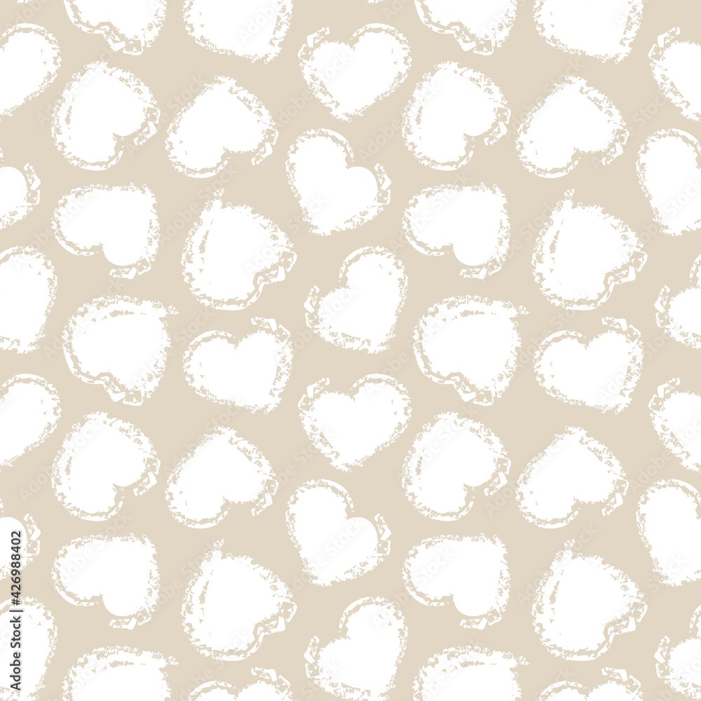 Brown Heart shaped brush stroke seamless pattern background Brown Heart shaped brush stroke seamless pattern background