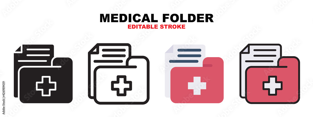 Medical Folder icon set with different styles. Icons designed in filled, outline, flat, glyph and line colored. Editable stroke and pixel perfect. Can be used for web, mobile, ui and more. Medical Folder icon set with different styles. Icons designed in filled, outline, flat, glyph and line colored. Editable stroke and pixel perfect. Can be used for web, mobile, ui and more.