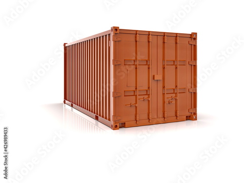 Shipping Cargo Container Twenty Feet for Logistics and Transportation on White Background