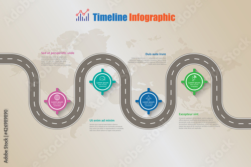 Business road map timeline infographic template with Business roadmap timeline infographic template with pointers designed for abstract background milestone modern diagram process technology digital m