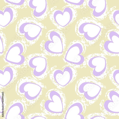 Pastel Heart shaped brush stroke seamless pattern background