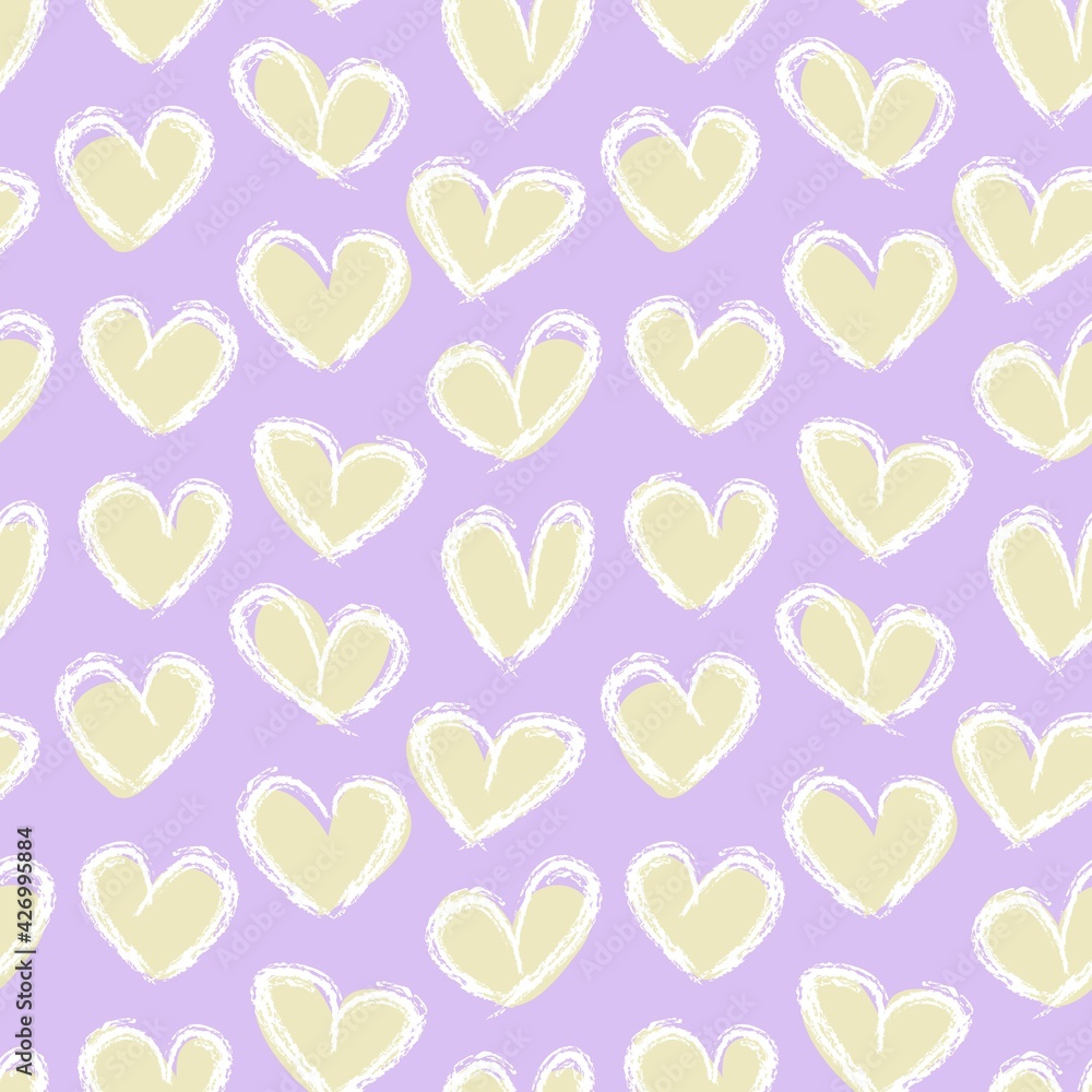 Pastel Heart shaped brush stroke seamless pattern background