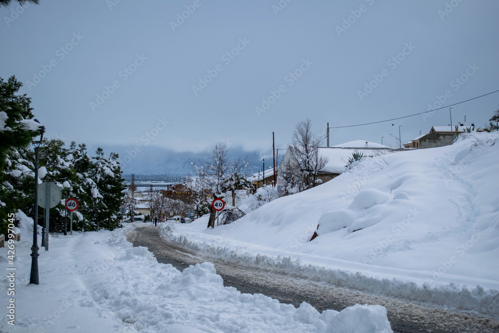 Mountain pass with heavy snowfall. Mountain pass with heavy snowfall.