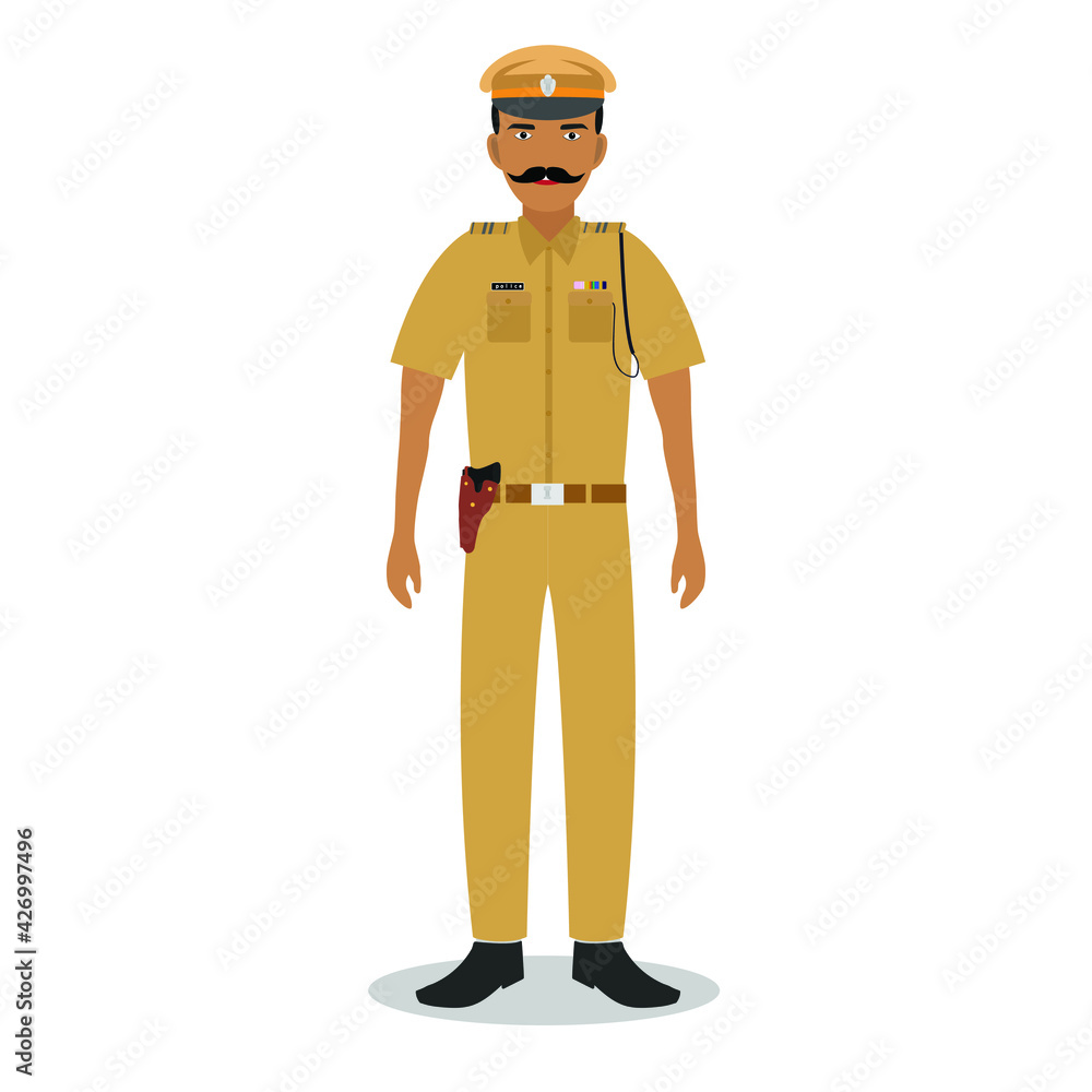The Indian policeman with gun in uniform. The Indian policeman with gun in uniform.