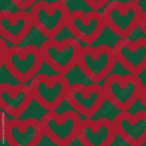 Christmas Heart shaped brush stroke seamless pattern background