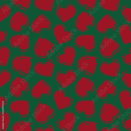 Christmas Heart shaped brush stroke seamless pattern background