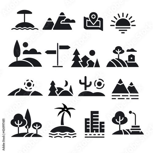 landscapes icons set